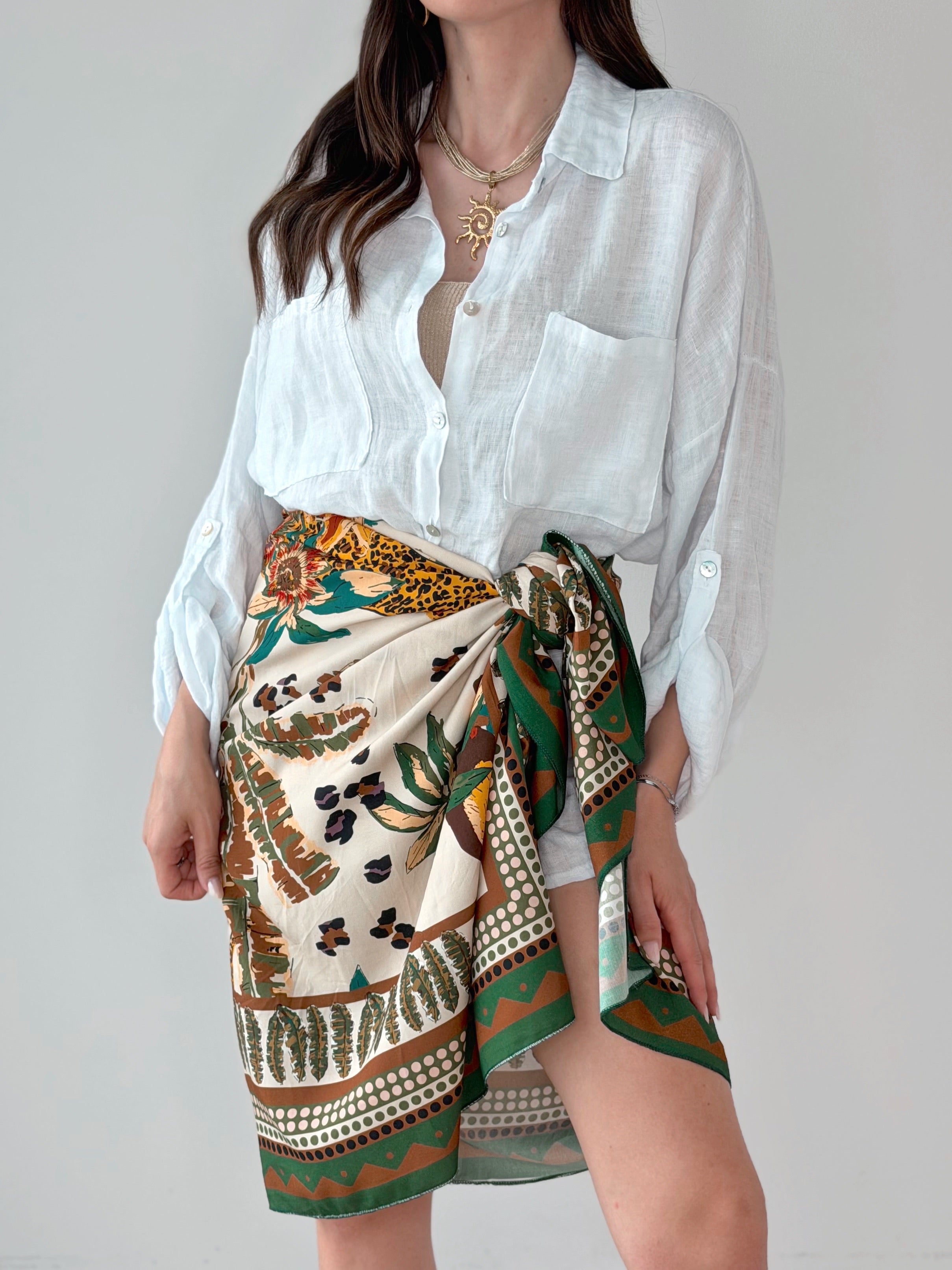 CAMICIA IN LINO OVER CON TASCHE