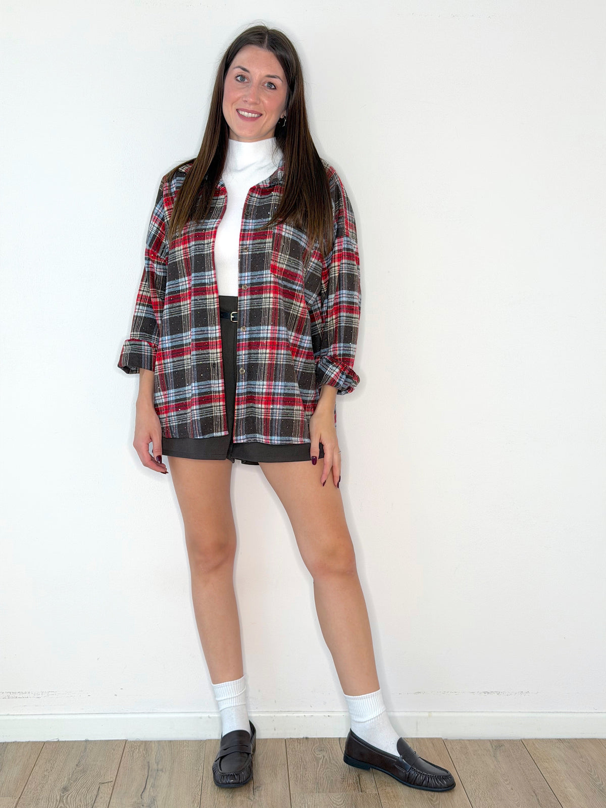 CAMICIA WOOD FLANELLA CON STRASS