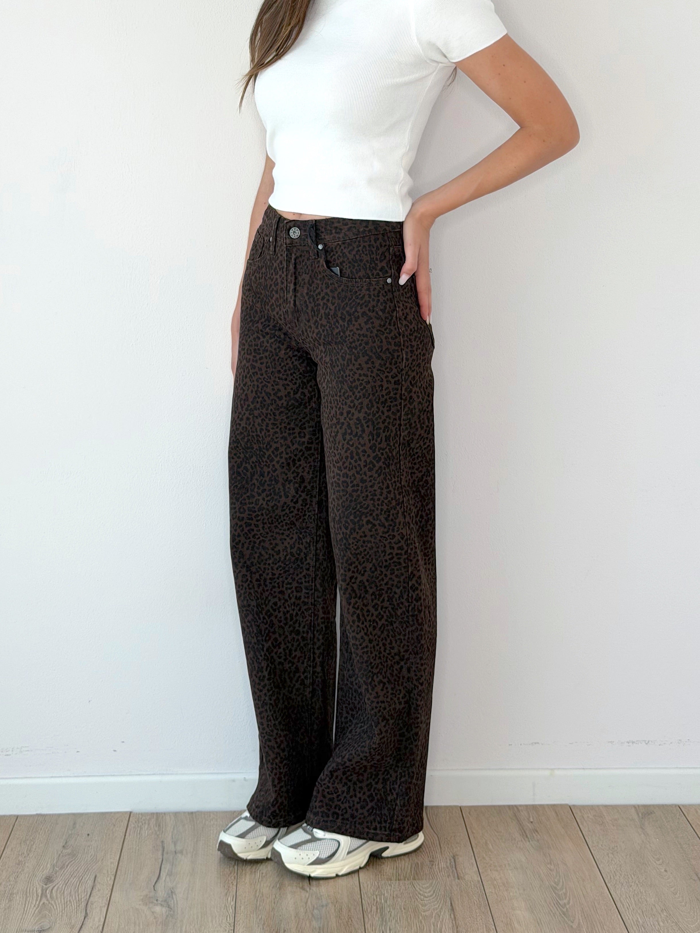 DENIM STRAIGHT ANIMALIER CHOCHOLATE