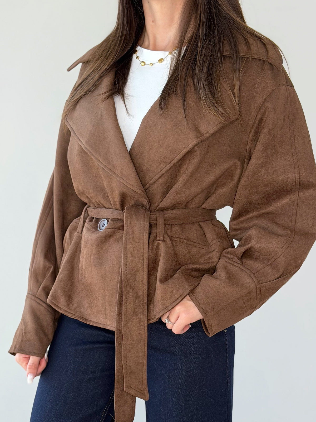 TRENCH OVER IN ECO CAMOSCIO