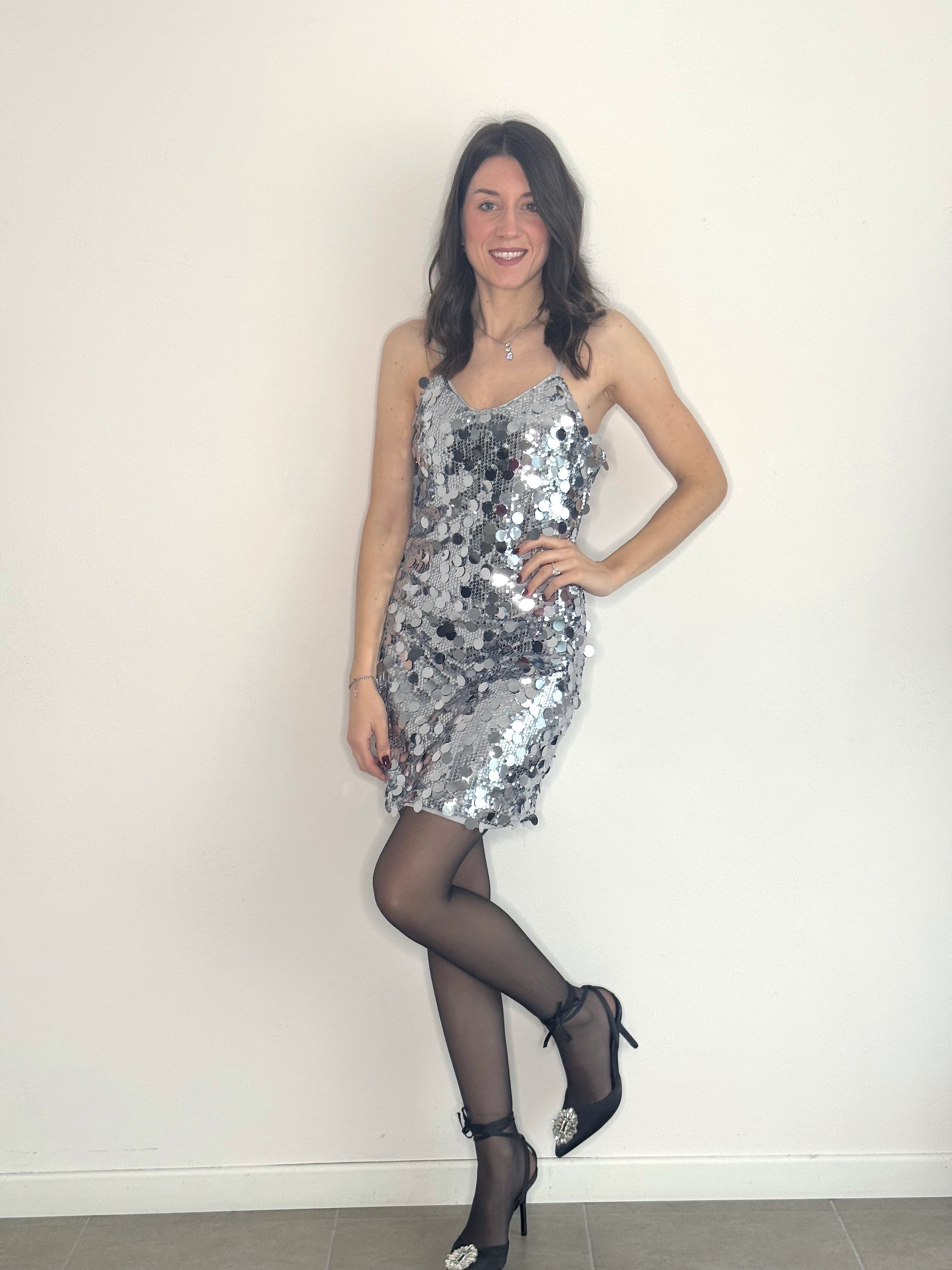 VESTITINO KIM CON PAILETTES ARGENTO