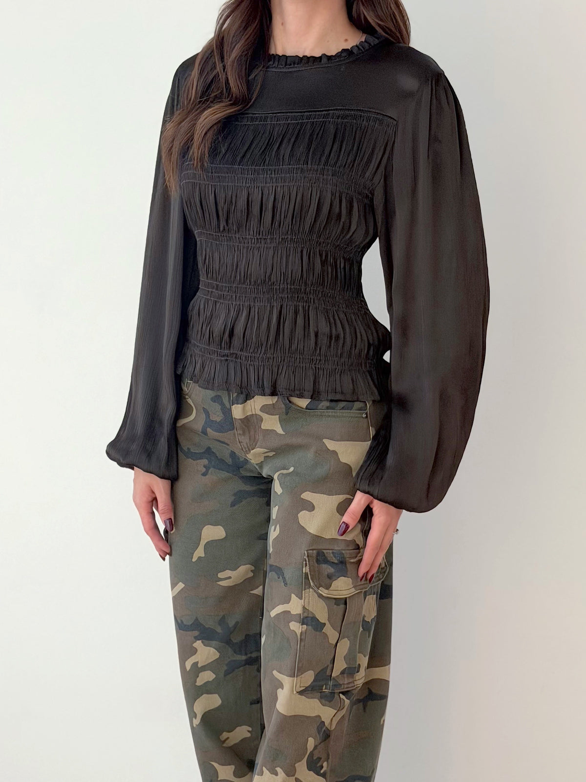 BLUSA IN RASO DRAPPEGGIATA