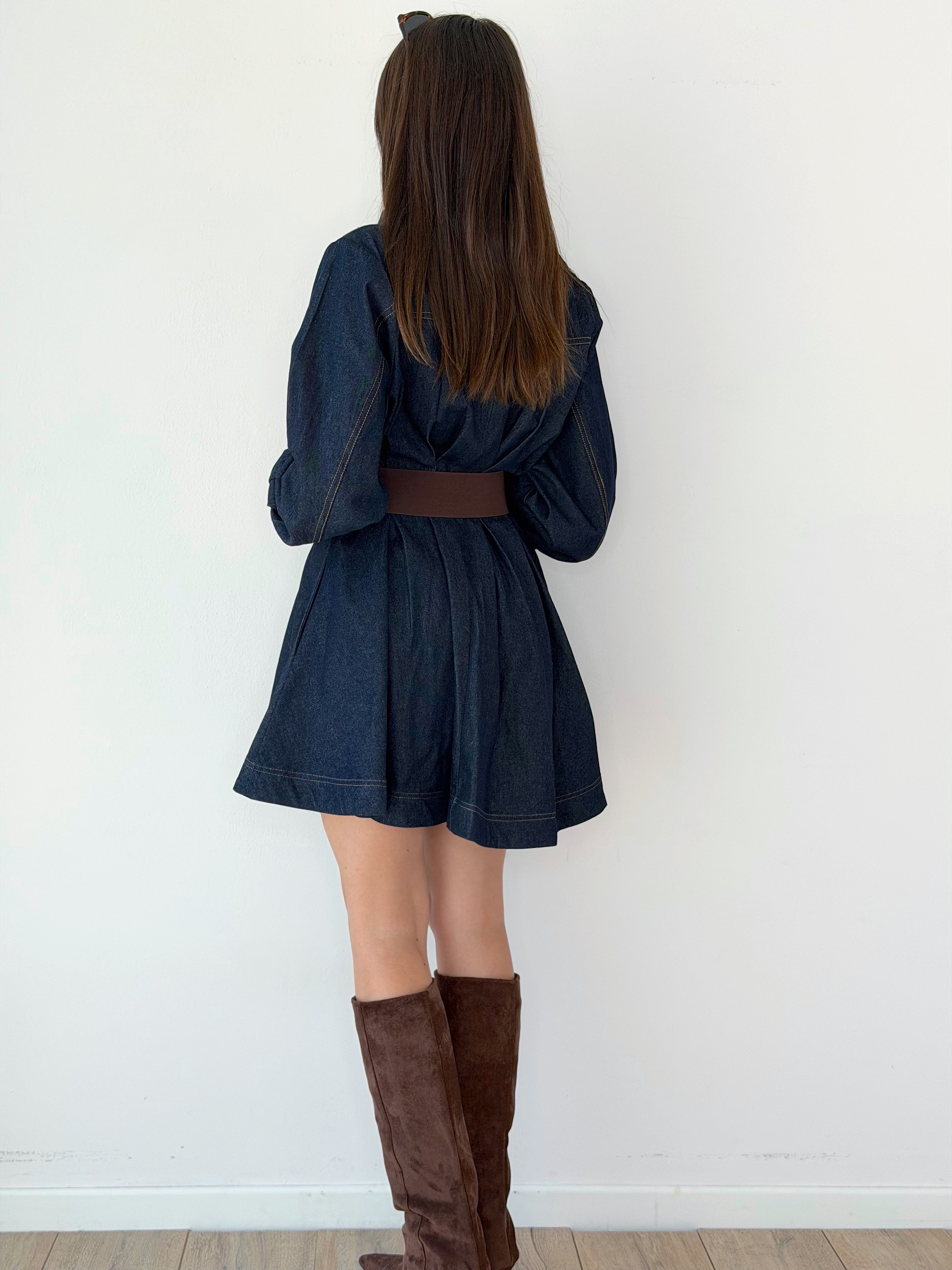 VESTITO BLU DENIM CON PENCE ( PREMIUM QUALITY)