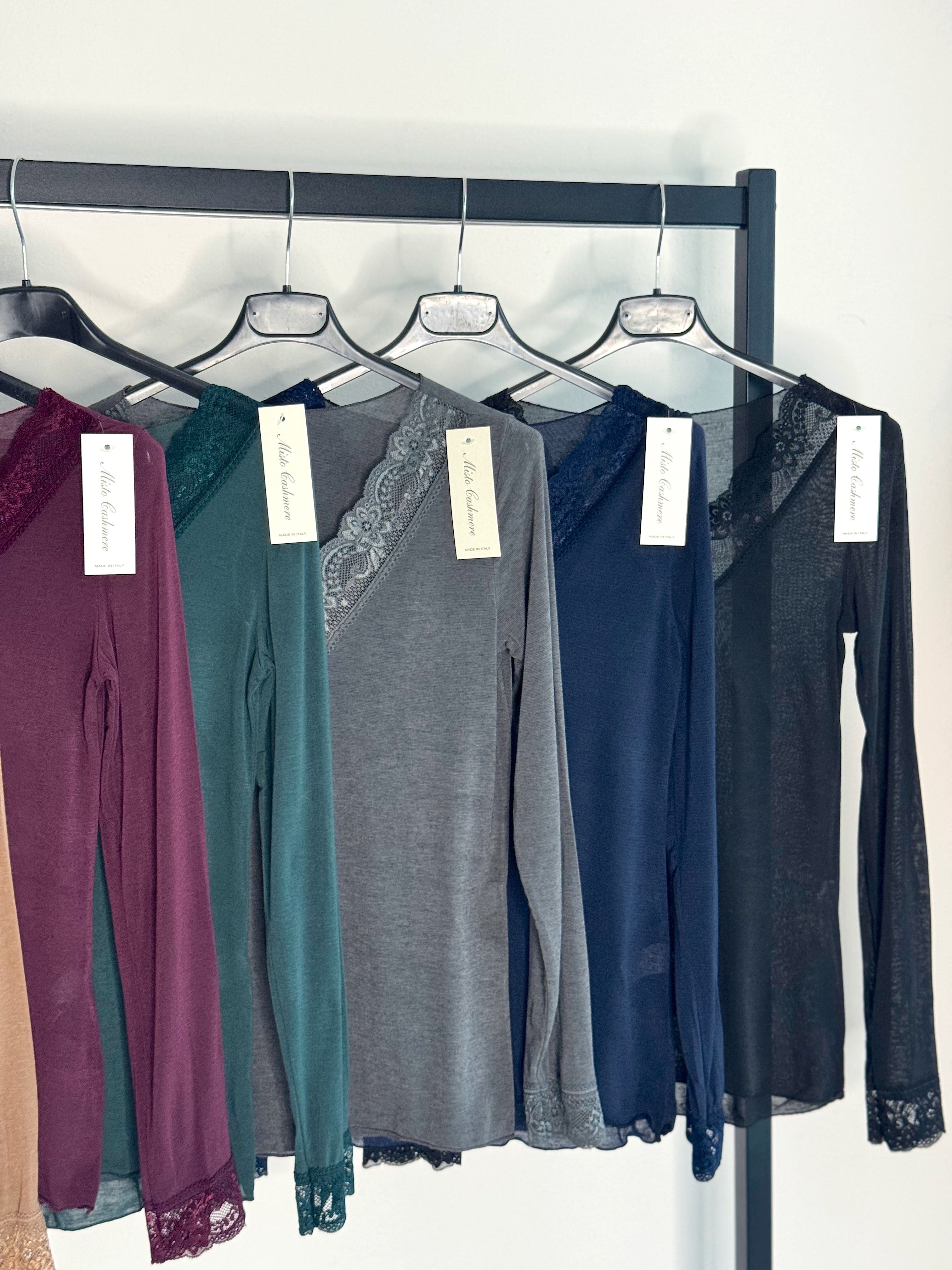 MAGLIONCINO MISTO CASHMERE CON PIZZO