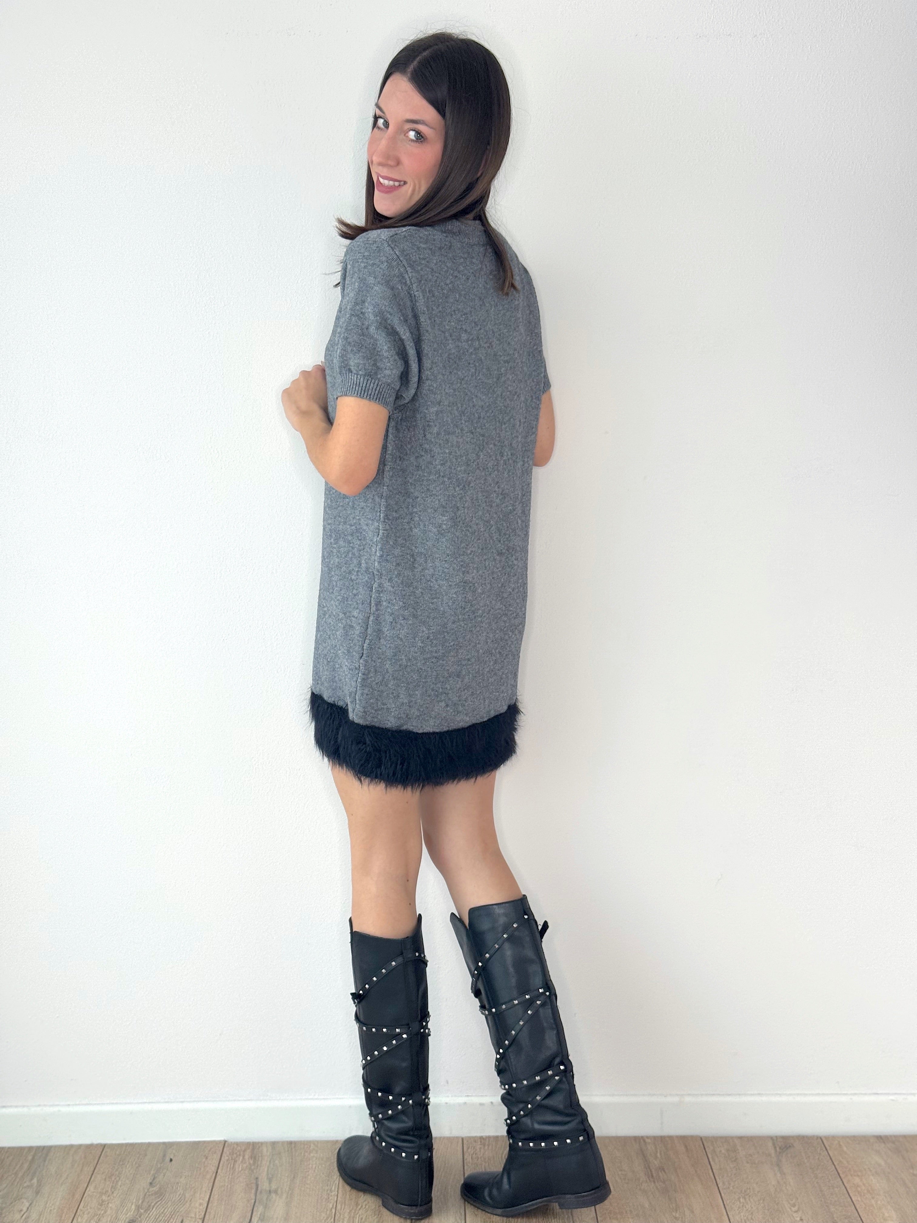 VESTITO DETTAGLI ECOPELLICCIA