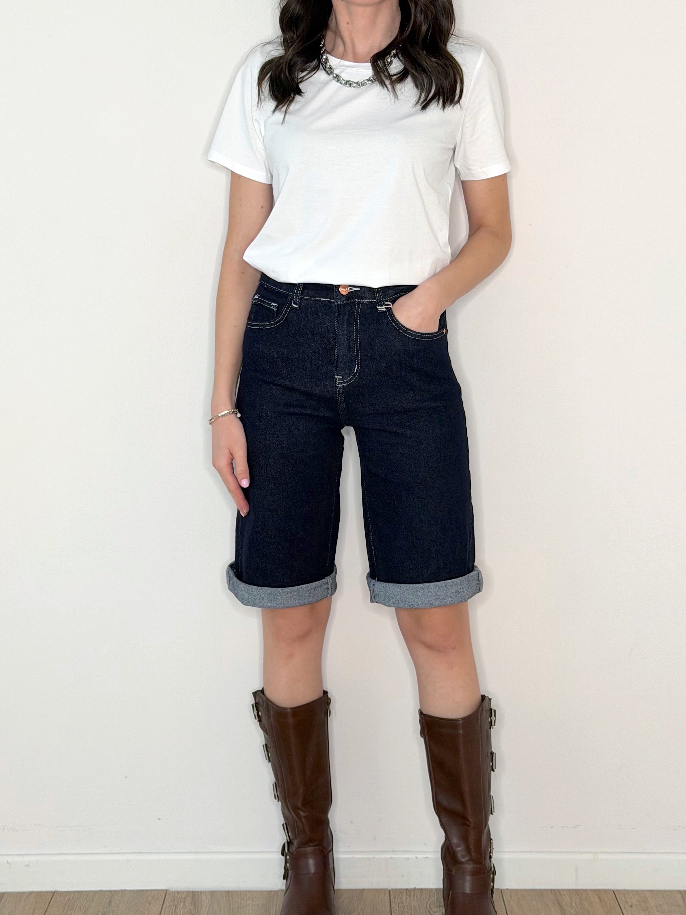 BERMUDA CON CUCITURE A CONTRASTO