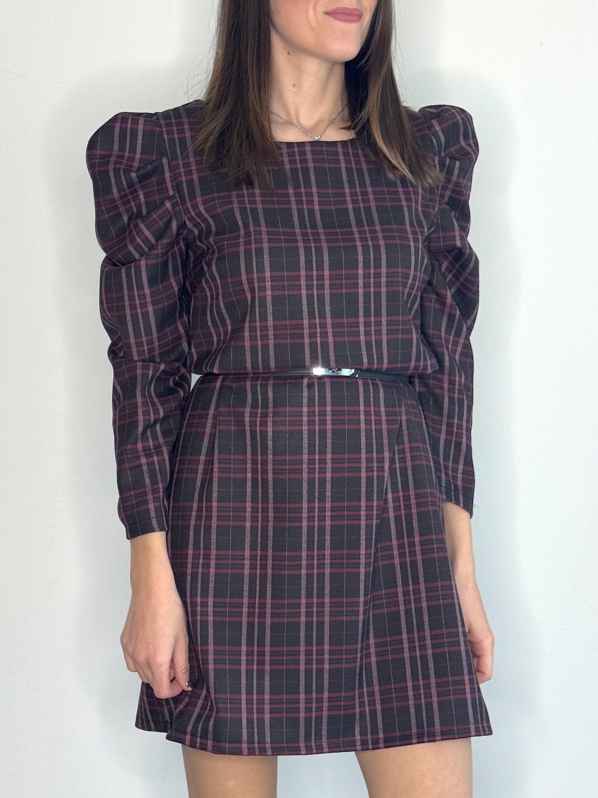 VESTITINO SCOZZESE CON MANICHE A SBUFFO