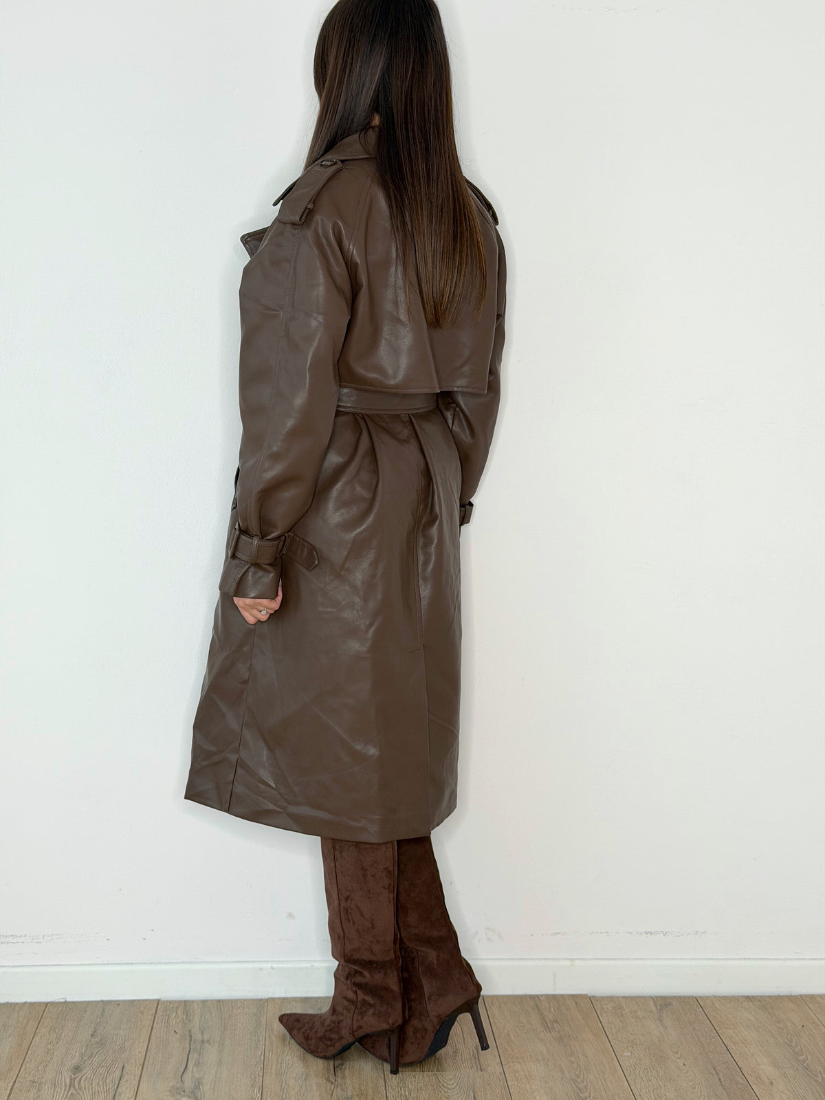 Trench ecopelle marrone