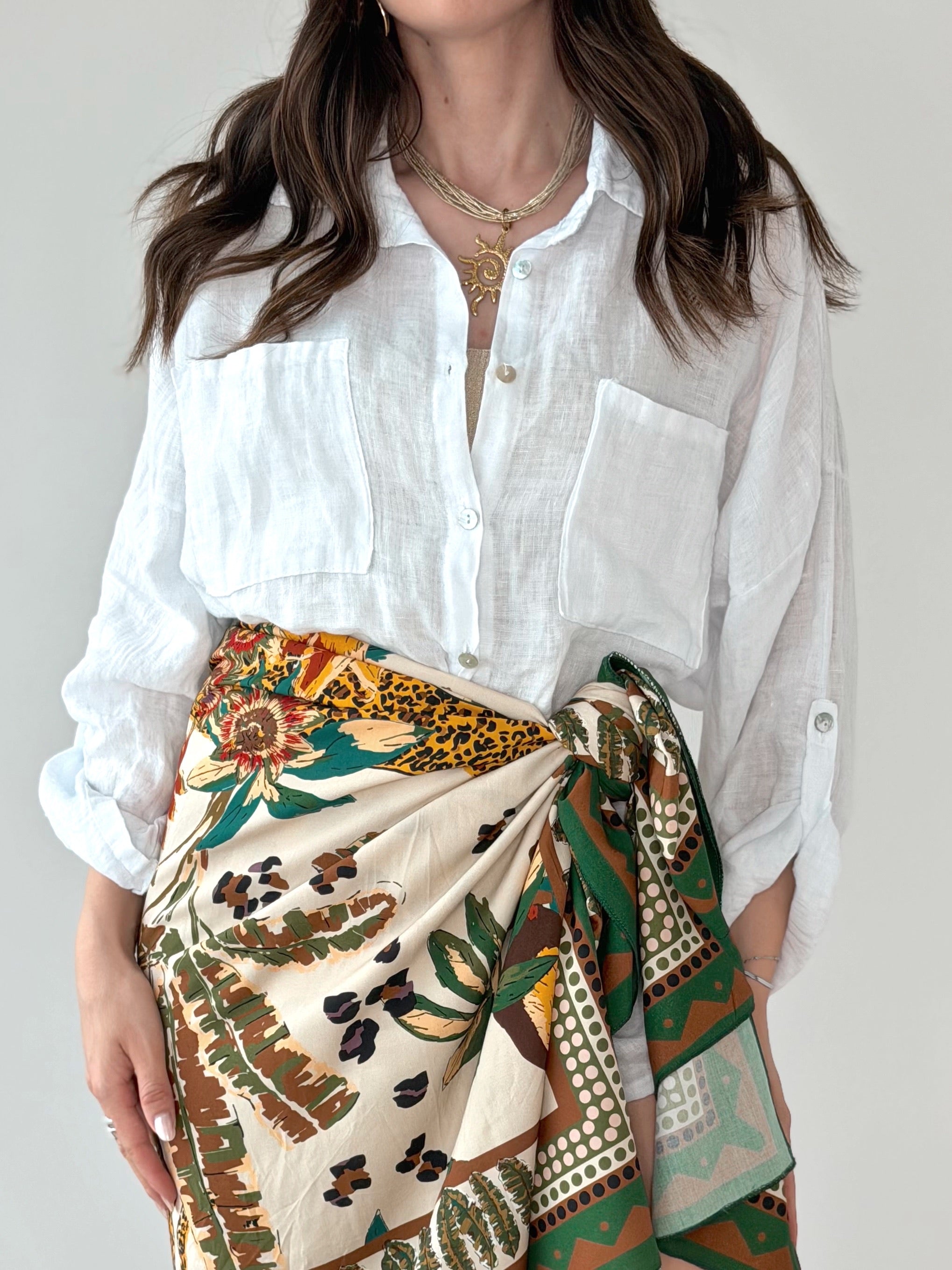 CAMICIA IN LINO OVER CON TASCHE