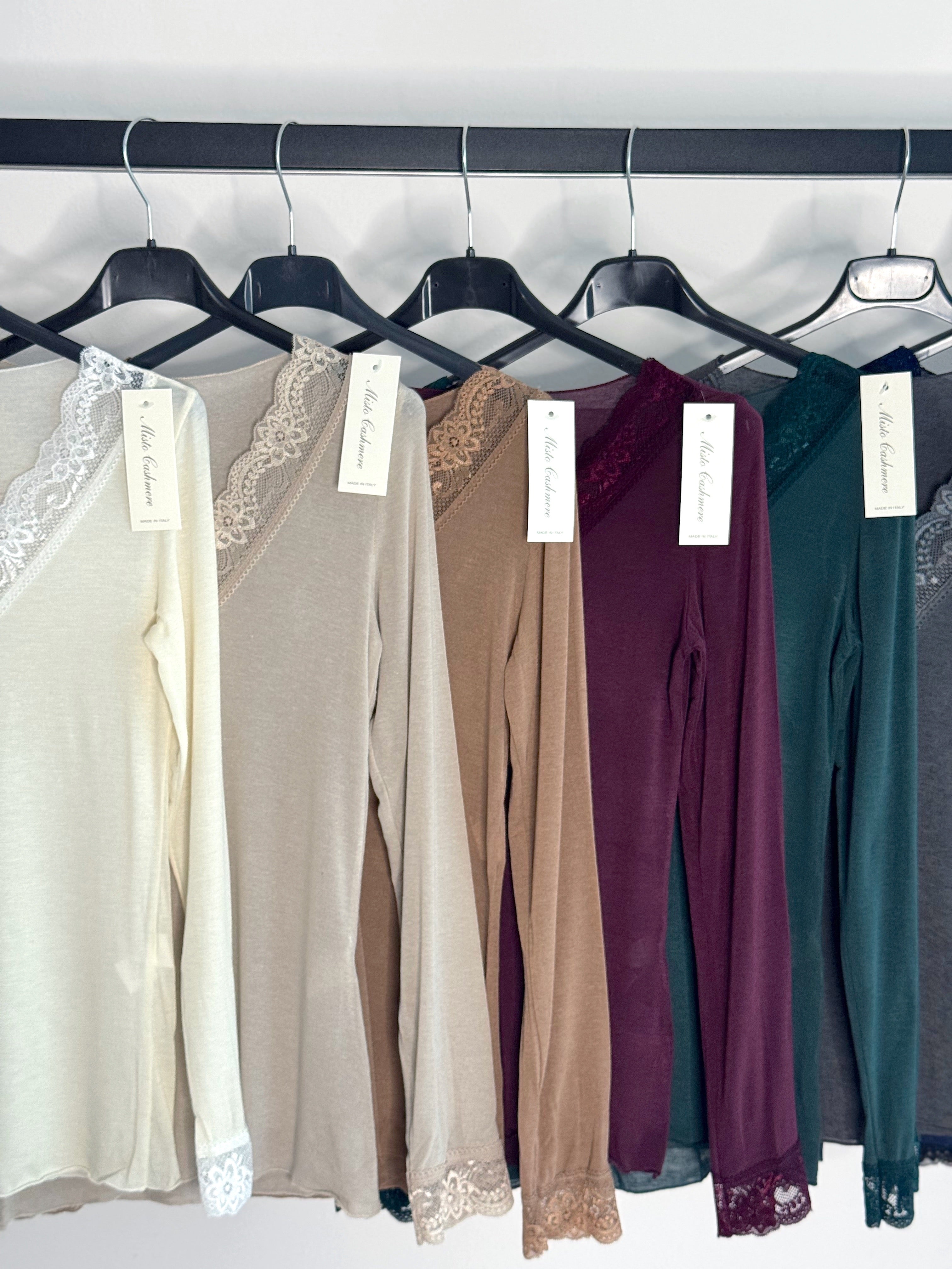 MAGLIONCINO MISTO CASHMERE CON PIZZO