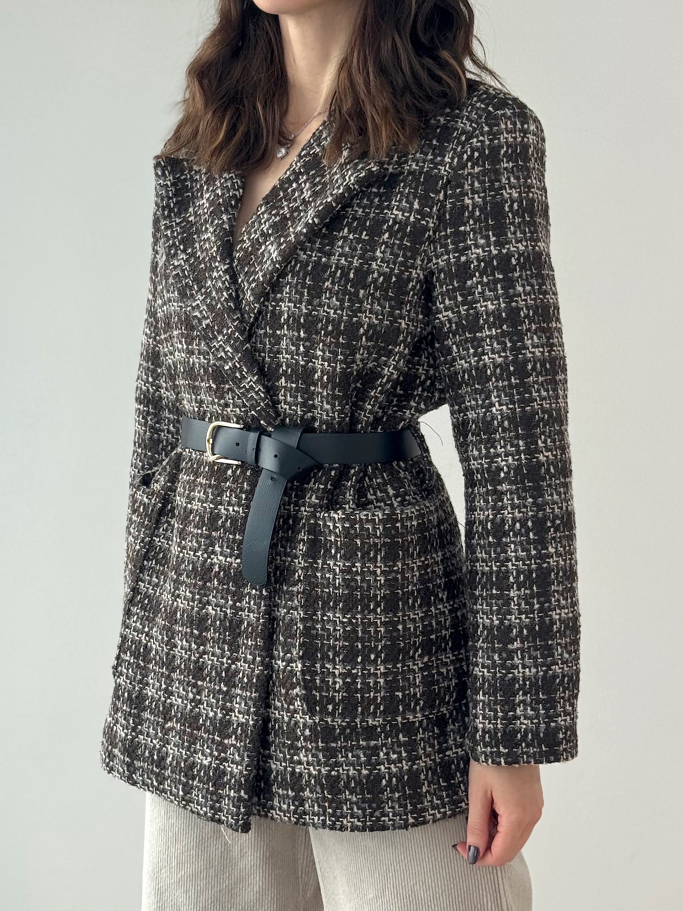 GIACCA TWEED CON CINTURA