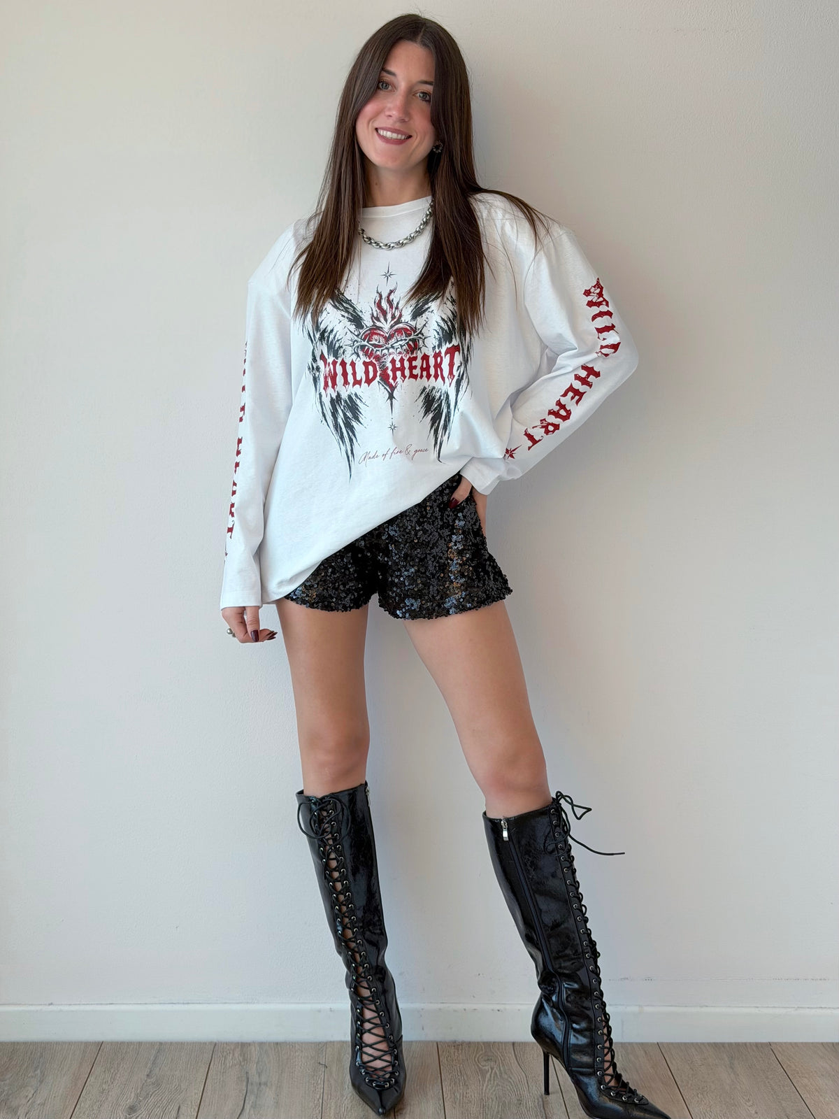 SHORTS PAILETTES NERO