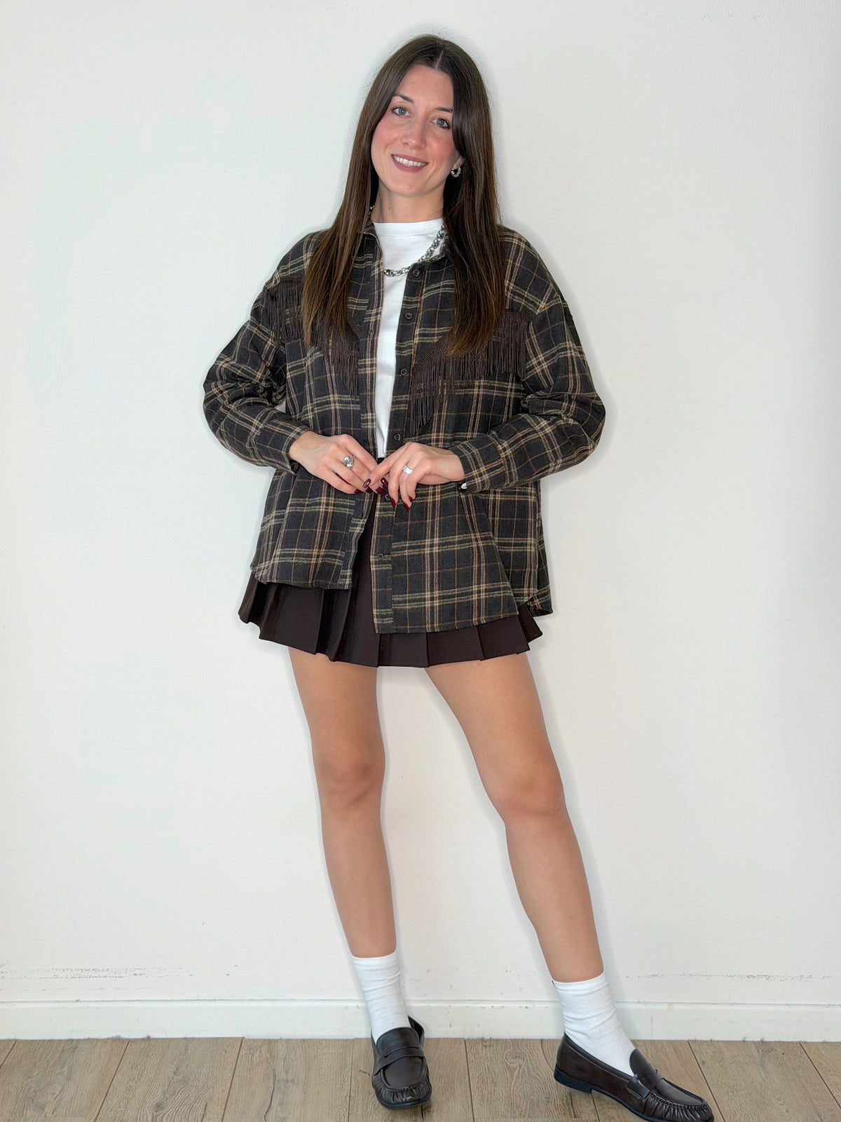 CAMICIA FLANELLA CON FRANGE